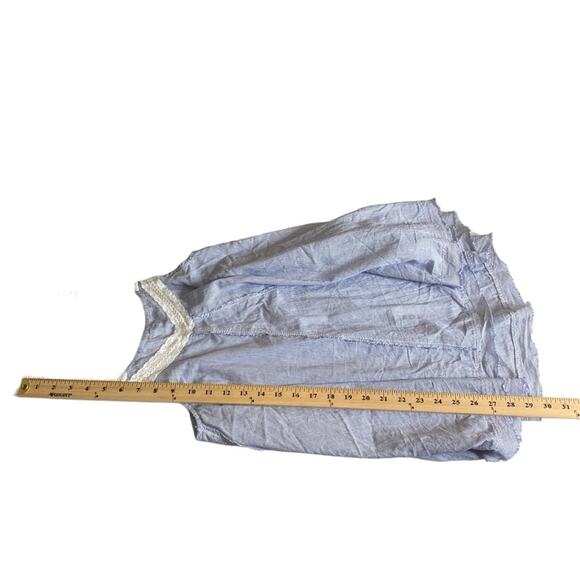 Buckle White Crow Blue Striped Lace Neck Raw Hem Tank Top Women’s Small New NWT - Picture 6 of 9